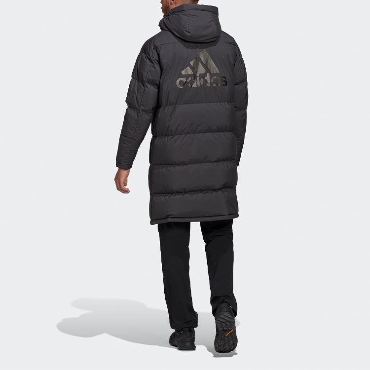 Adidas Padded Winter Hooded Mid-Length Down Jacket Men Outerwear Black GF0075