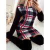Платье-футляр с клетчатым принтом, повседневное мини-платье с длинными рукавами и круглым вырезом, женская одежда