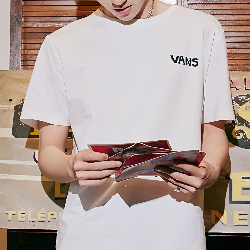 Vans Футболка с коротким рукавом и круглым вырезом, с принтом логотипа «Смайлик и лампочка», в американском стиле, унисекс, белая VN000909WHT