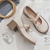 Женская летняя обувь в японском стиле Лолита Туфли для женщин 2024 Туфли-лодочки на квадратном каблуке с круглым носком Туфли Мэри Джейн на платформе Готический жемчуг