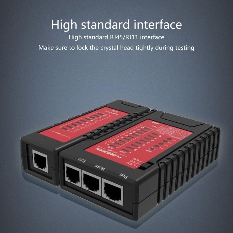 Тестер Ethernet-кабеля со светодиодными индикаторами Многофункциональный инструмент для Интернета Прост в использовании для RJ11 RJ12 RJ45 CAT5 CAT6 CAT7