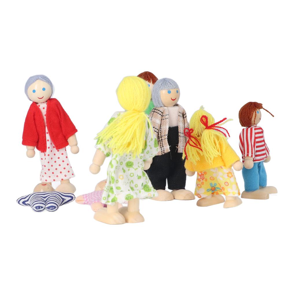 Wooden Dollhouse People for Kids Movable Cultivate Imagination Doll House Dolls Family for