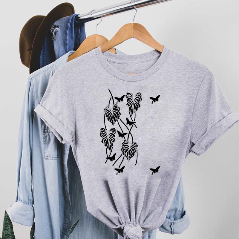 Женская футболка свободного кроя в стиле 90-х с графическим принтом в виде бабочек и вдохновляющим текстом