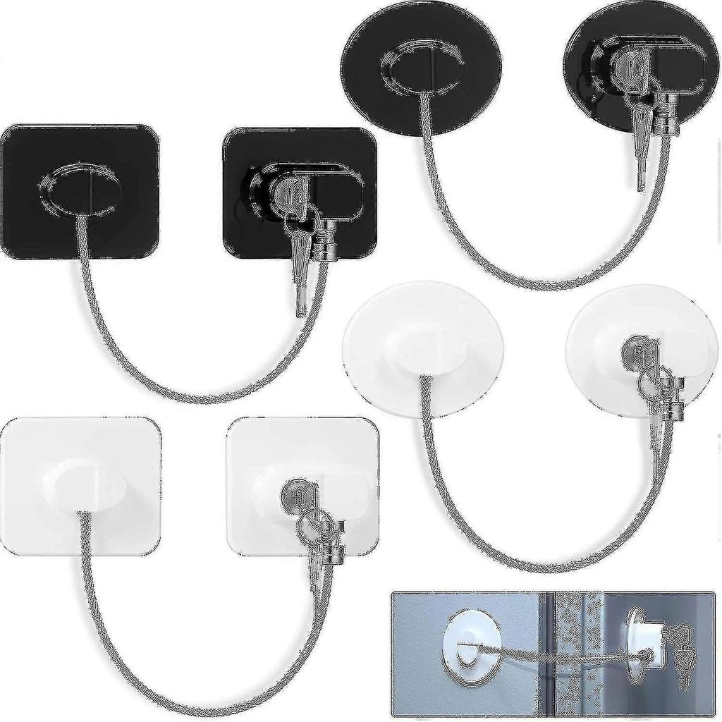 4 Pieces Fridge Lock Refrigerator Lock With 8 Key, Freezer Lock Child Safety Cabinet Lock With Adhesive For Kitchen Appliance, Openable Furniture