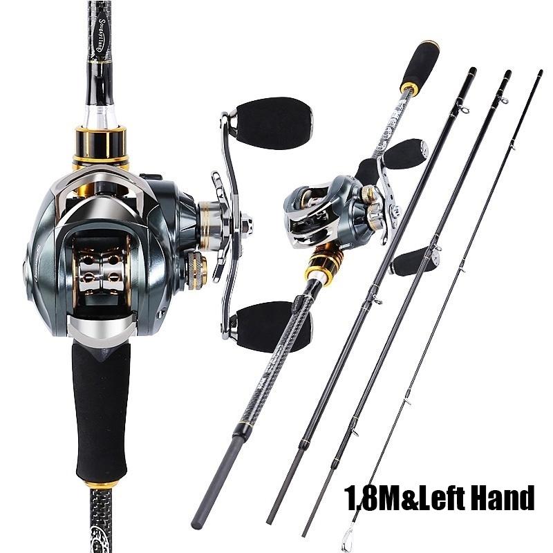 Кастинговые рыболовные комплекты 24 тонны из углеродного волокна, 4 удочки и катушка 11+1BB 7,0:1