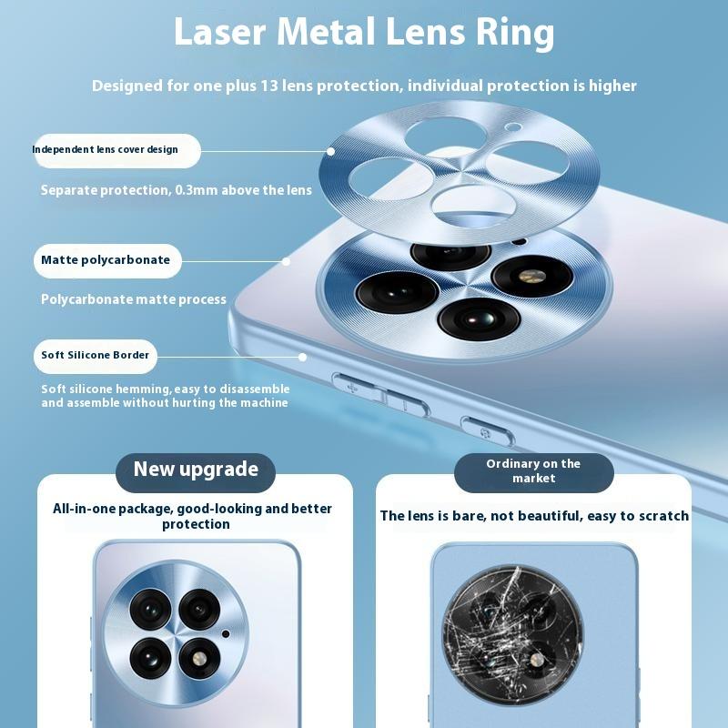 For OnePlus 13 Case Anti-Fall Skin-Touch Matte PC Phone Cover with Metal Lens Ring