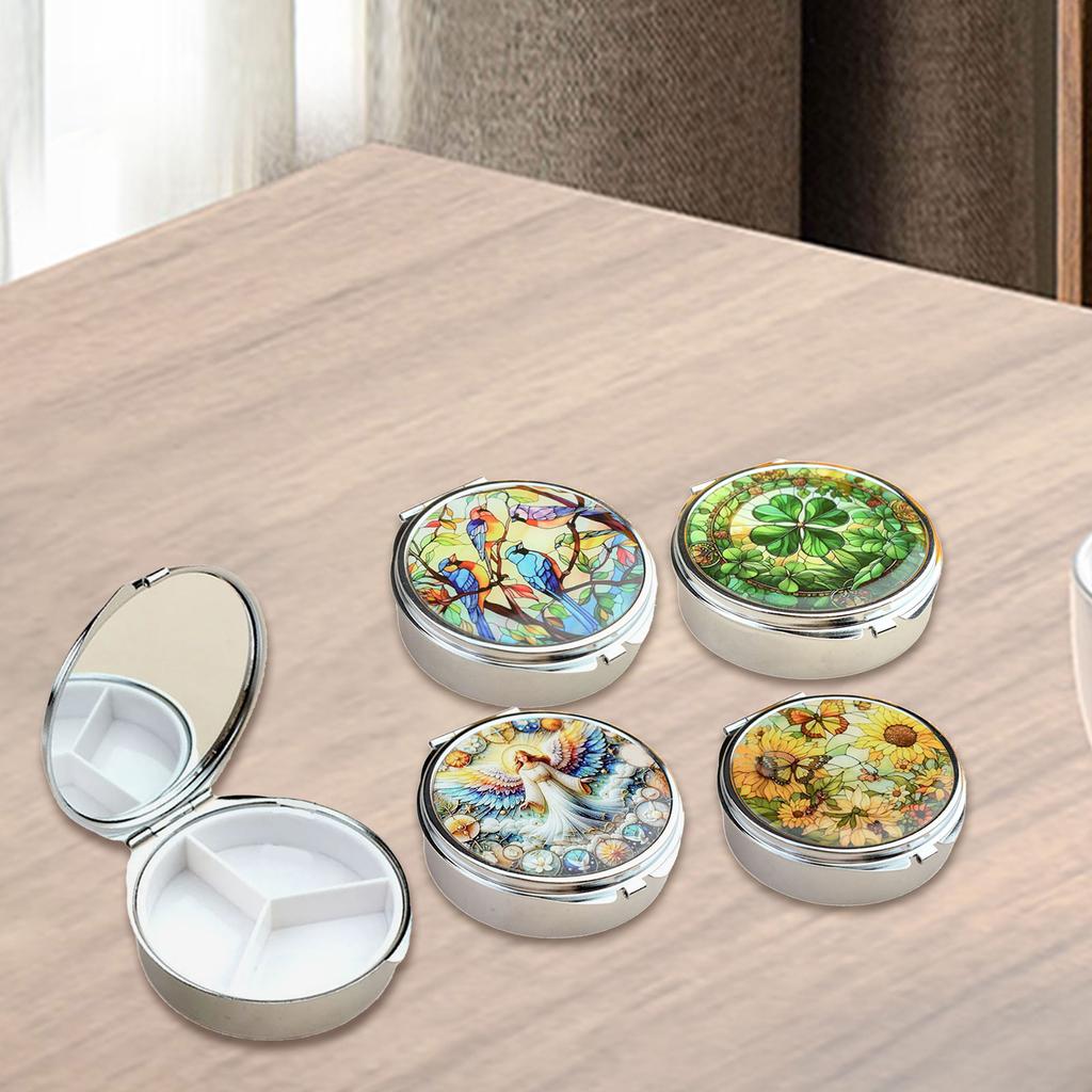 Portable Metal Jewelry Organiser With Mirror And Secure Closure For Travel Medicine Storage Container with Compartment