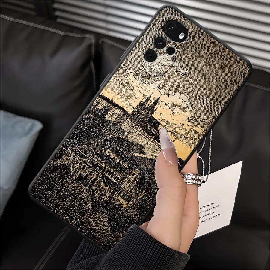 Cartoon Castle Art Case for Motorola Moto G71 G32 G50 G51 G73 G53 G30 G60s G22 Edge40 G52 Edge 20 Pro 30 Lite Phone Cover