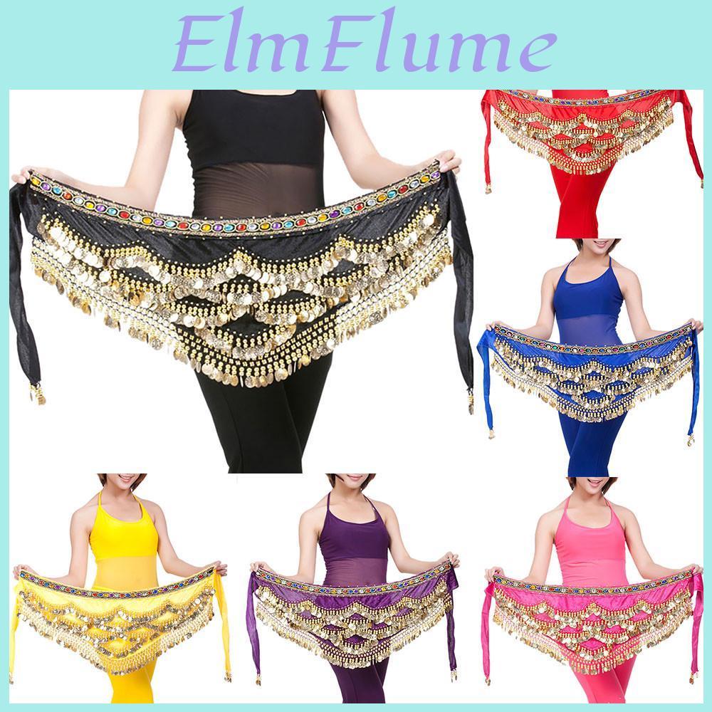 Gold Hip Scarf Dance Belly Coins Belly Dance Costume Skirt Wrap Belt
