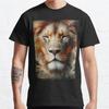 Men Fashion Casual Short Sleeves LION OF AFRICAN Black Tees Oversized T-shirts
