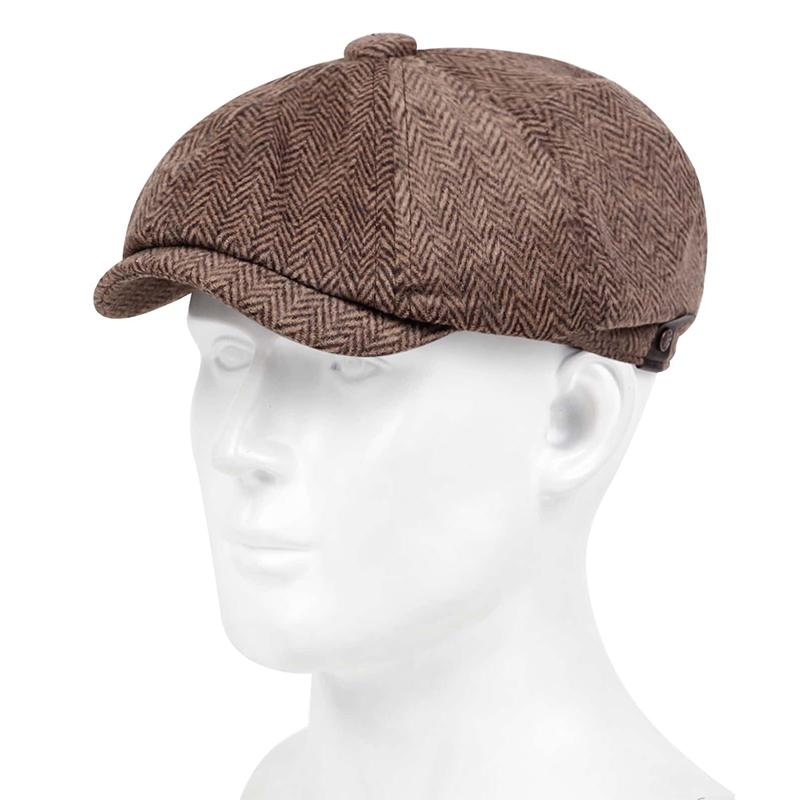 Fashion Newsboy Hat Men Herringbone Flat Top Caps Women British Gatsby Cap Autumn Winter Wool Beret Hat Painter Hats