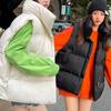 Winter Women Vest Coat Turn-down Collar Sleeveless Solid Color Winproof Heat Retention Outdoor Thicken Cotton-Padded Vests Coats