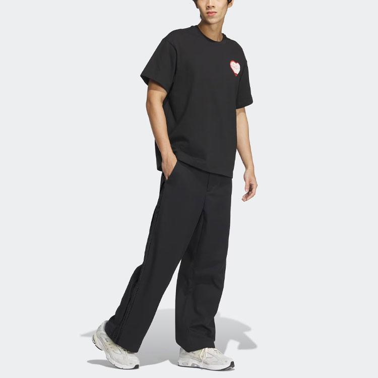 adidas Originals Valentines Day Series SS24 V-Day Вязаные джоггеры с тремя полосками Мужские брюки черные JE3476
