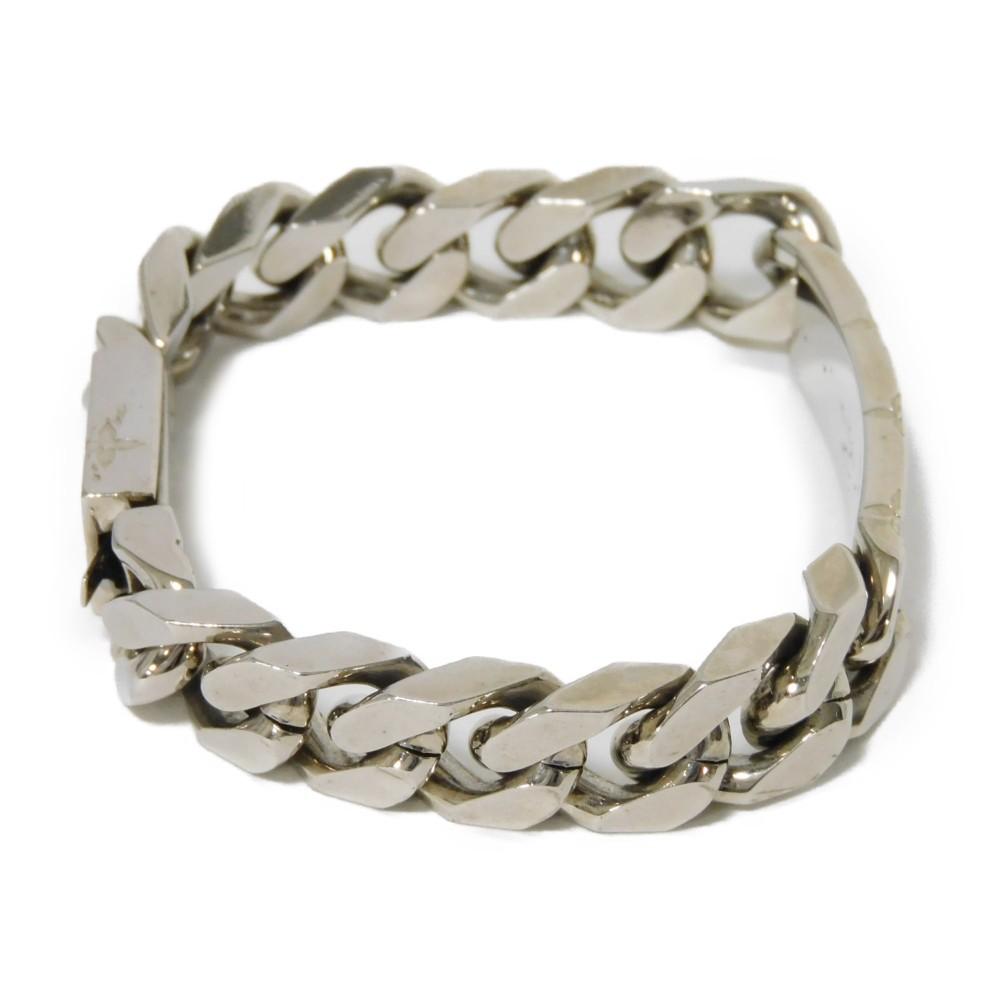 Used 12564 Bracelet Chain Monogram M62486 7986 LV Logo Flower Curb Chain Metal Silver Men's from Japan AUTHENTIC
