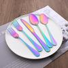 24Pcs Luxury Rainbow Dinnerware Set Stainless Steel Cutlery Set Knife Fork Spoon Dinner Set Kitchen Tableware Flatware Set