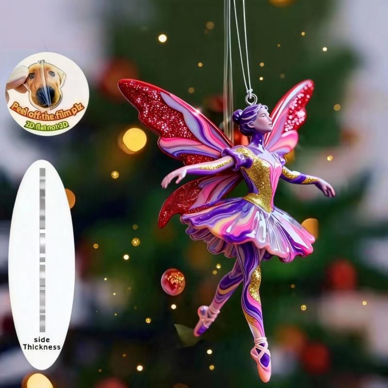 Блестящие 2D акриловые подвески Балерина Симуляция Рождественские елочные подвески Подвеска-шарм для зеркала заднего вида автомобиля Украшение Орнаменты