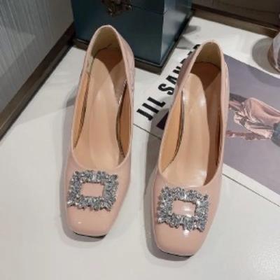 Сандалии на низком каблуке со стразами, женская обувь, новинка 2024 года, летняя модная женская обувь на квадратном каблуке Sandalias De Mujer