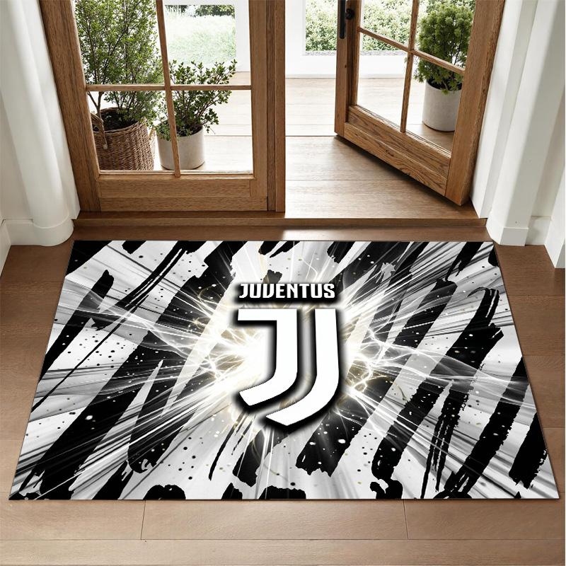 Juventus FC Design Crystal Velvet Rug Soft Decorative Mat for Bedroom Entrance