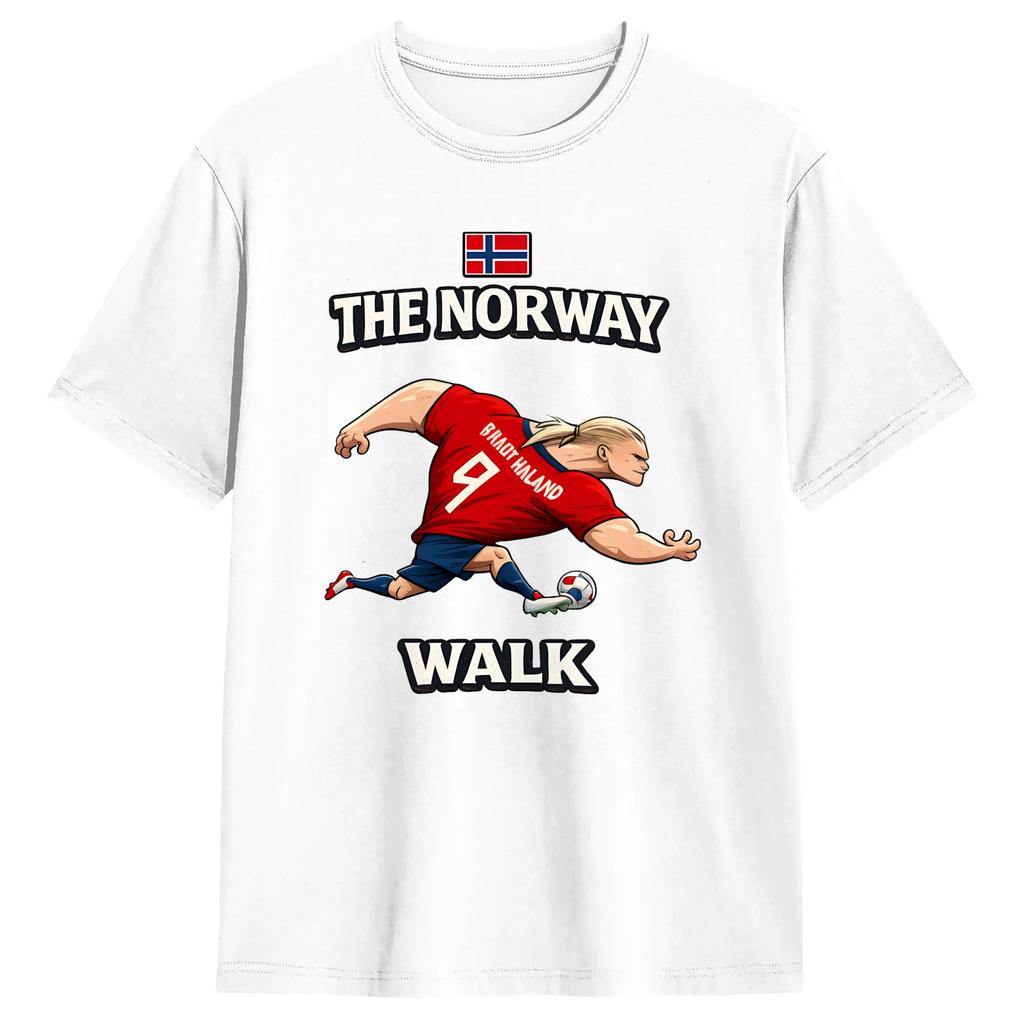 Unisexs Erling Haaland T Shirts The Norway Walk Pure Cotton Tops Vintage Short Sleeve Crewneck Tees Summer TShirts