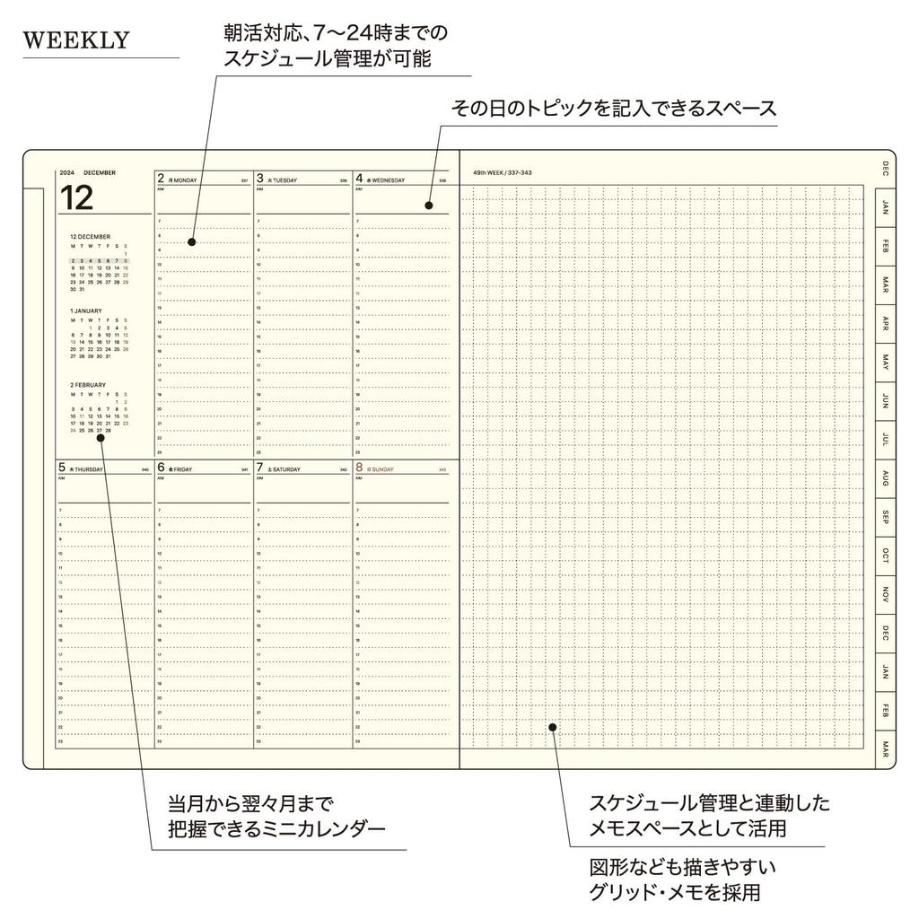Лаконичный еженедельник Laconic 2025 A5 Typo Черный Декабрь LALD102-260BK (Начинается 2024)