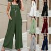 Tooxika New Style Casual Loose Sleeveless Jumpsuit For Women Solid Color Cotton And Linen Suspenders Wide Leg Pants