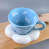 Ceramic Cloud Cup with Beautiful Breasts, Cute Hand-squeezable Irregular Ceramic Cup and Saucer, Tulip Coffee Cup and Water Cup