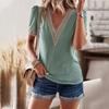 Women's Panel Spring Summer Temperament Commuter Shirt V Neck Short Sleeve Solid Color Blouses