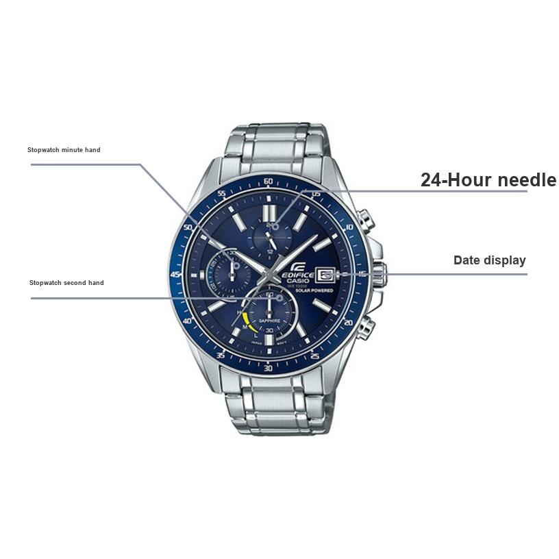 Casio Edifice Ocean Heart Classic Трехстрелочный Трехглазый Часы на Солнечной Батарее Кварцевые Мужские Часы Синие EFS-S510D-2AVUPR