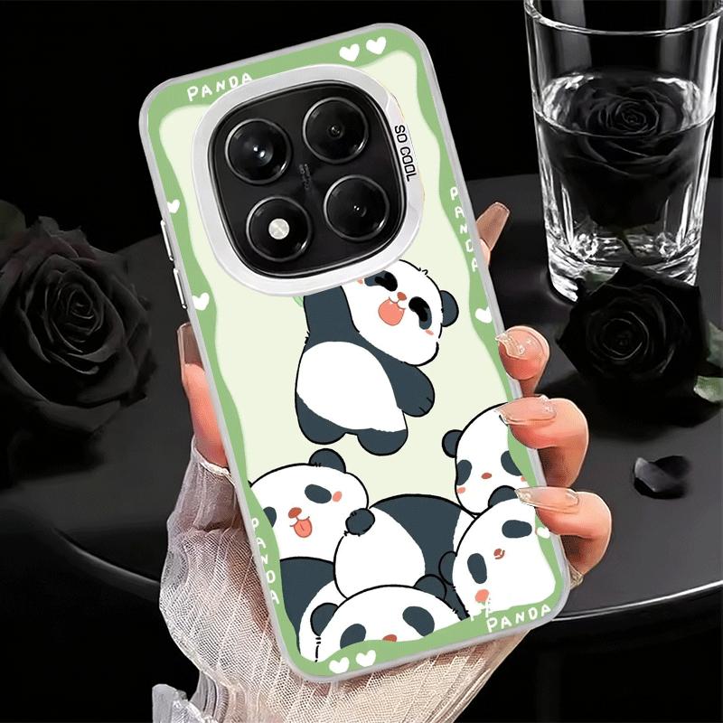 Милый Мультяшный Панда Мягкий Чехол для Телефона для Xiaomi Redmi Note 13 14 15 Pro Plus 12S 12 11S 11 11T 10S 10 Ударопрочный Задний Корпус