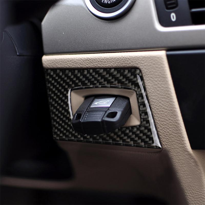 Для BMW E90 E92 E93 3 серии 2005-2012 настоящее углеродное волокно интерьер автомобиля переключатель зажигания наклейка для ключа наклейка Защитный декор