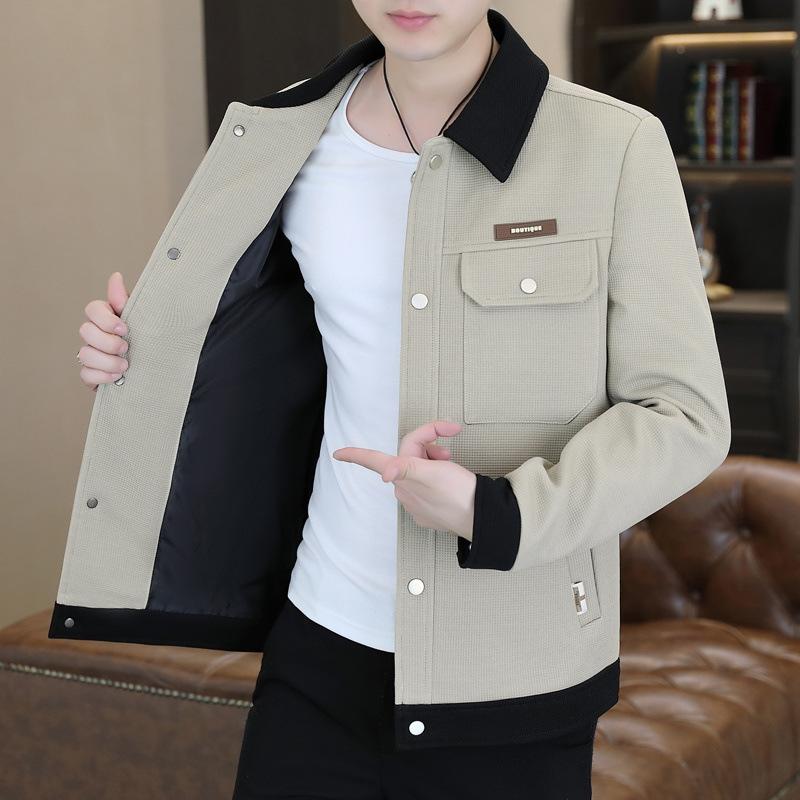 Осенне-зимний новый стиль пиджака с лацканами Красивый молодой и среднего возраста повседневный модный пиджак кардиган пальто мужская одежда