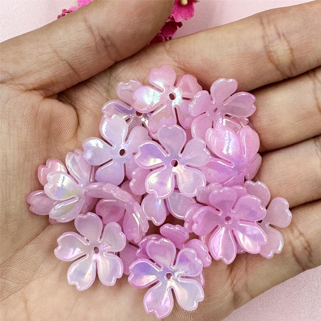 Creative 20Pcs DIY Findings Beading Neclace Bracelet Loose Beads Acrylic Colorful Flowers Handcrafted for Jewelry Making