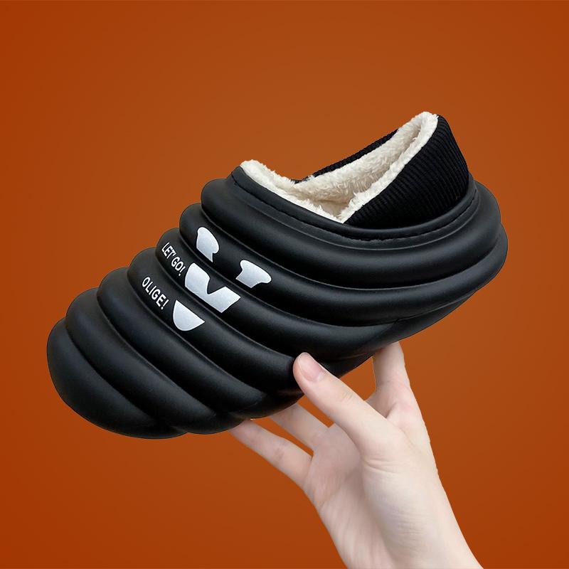 Модные домашние тапочки, мужская зимняя обувь, Эва, удобная толстая подошва, сохраняющая тепло, с круглым носком, новые модные универсальные тапочки из бархата