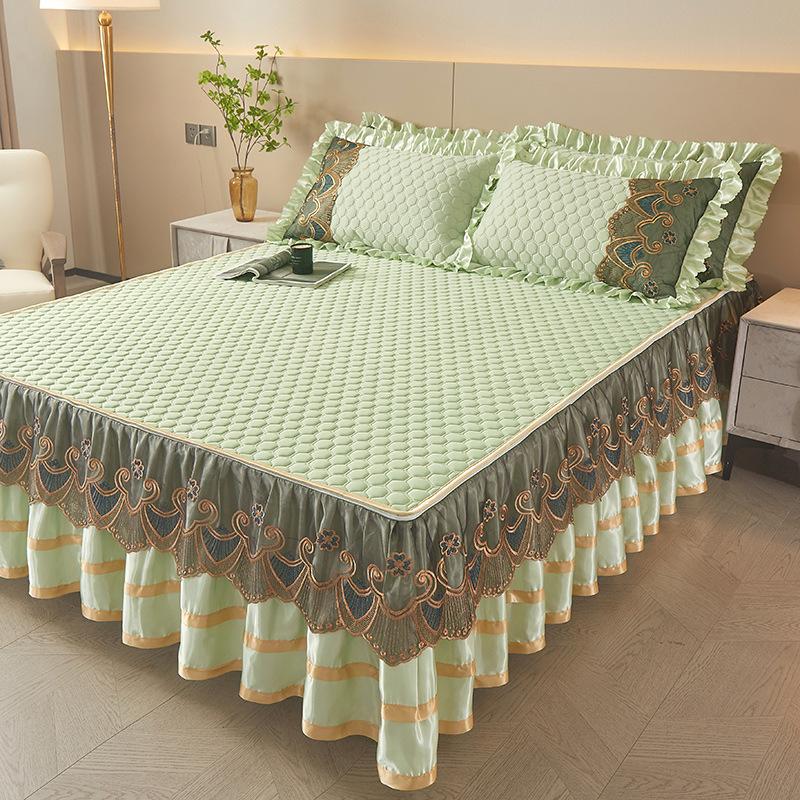 Летний латексный коврик из ледяного шелка, летний коврик из трех частей, кружевная юбка-кровать, съемное покрывало в европейском стиле, коврик для кондиционирования воздуха, постельные принадлежности