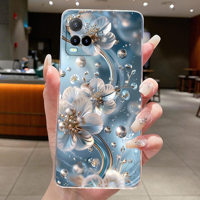 For Vivo Y33S V2109 Y33T V2146 Back Cover Vivo Y21 2021 Y21S Y21A Y21E Y21T Case Clear Luxury Butterfly Flowers Soft Phone Case