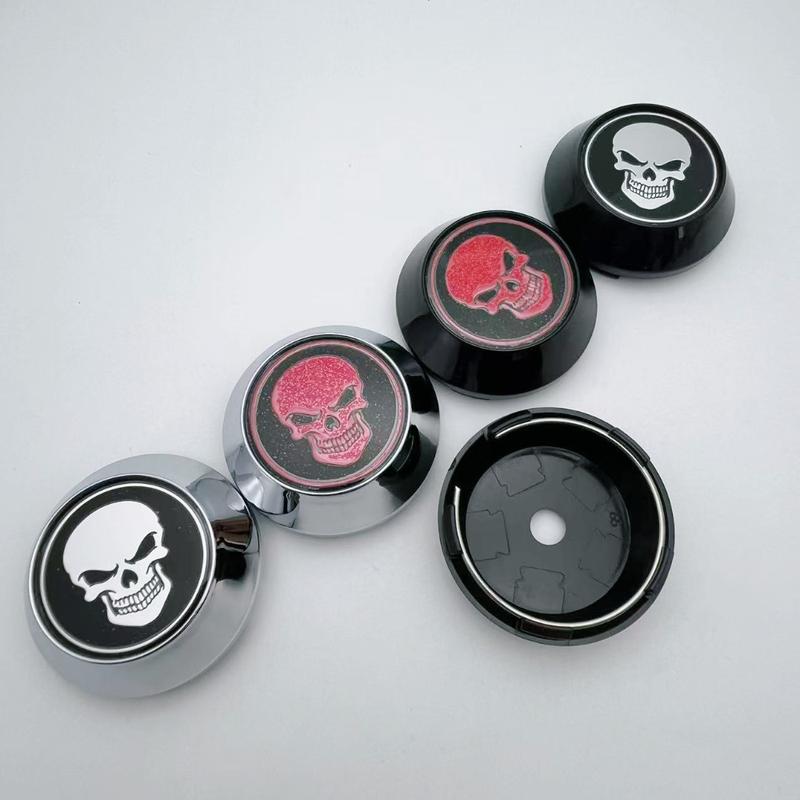 4pcs 60mm 64mm 65mm 68mm 69mm Skull Logo Emblem Car Wheel Center Caps High Rim Hubcaps Wheels Hub Cover Replace Car Accessories