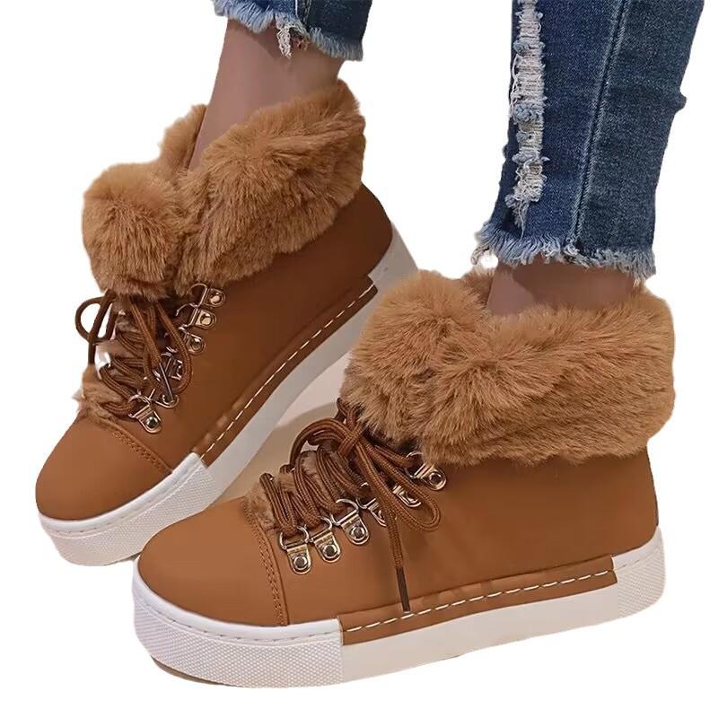 Spot 2025 autumn and winter new flat-bottomed thick-soled short boots women's fleece warm collar buckle strap-on muffin snow boots