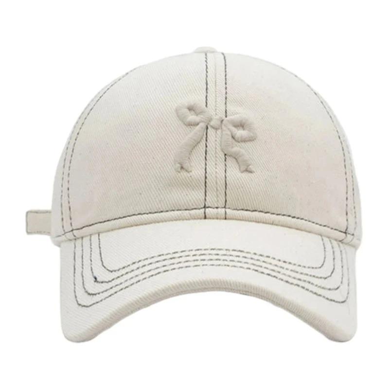 Бейсболка с вышитым бантом в клетку для женщин, корейские универсальные милые хип-хоп-шляпы с бантом, бейсболка для защиты от солнца на открытом воздухе, для путешествий, пляжа