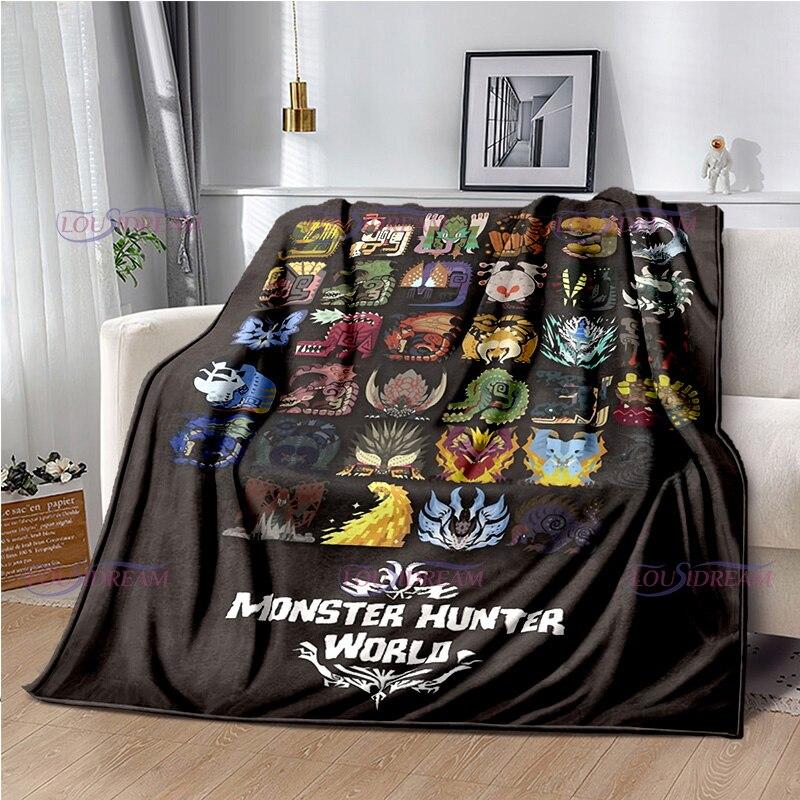 Monster Hunter Stories Soft Flannel Blanket Cartoon Blanket for All Seasons Warm Cozy Fluffy Blanket for Sofa Bed Living Room