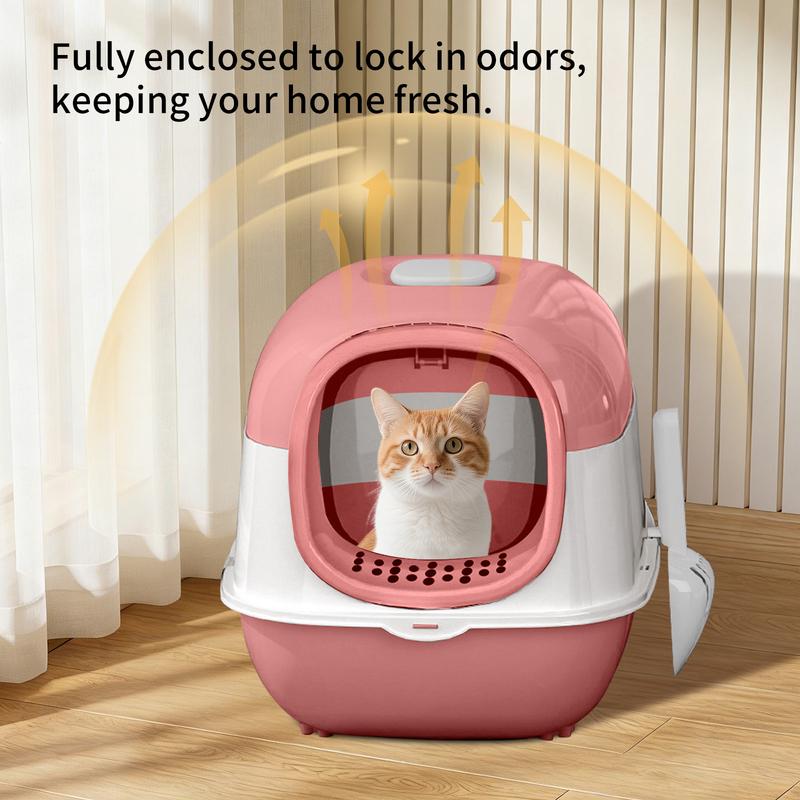 Switchable Open/Semi-Enclosed Cat Litter Box, Extra Large Jumbo Size for Multi-Cat Households, Splash-Proof and Anti-Tracking, Dual-Mode Over-the-Top