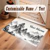 Mountain Landscape Theme Crystal Velvet Floor Rug Personalized Custom Name Text Warm Carpet Home Decoration