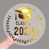 100Pcs Graduation Stickers Transparent Gold Foil Envelope Seals Congratulations Graduates Stick for Graduation Invitations Class of 2024