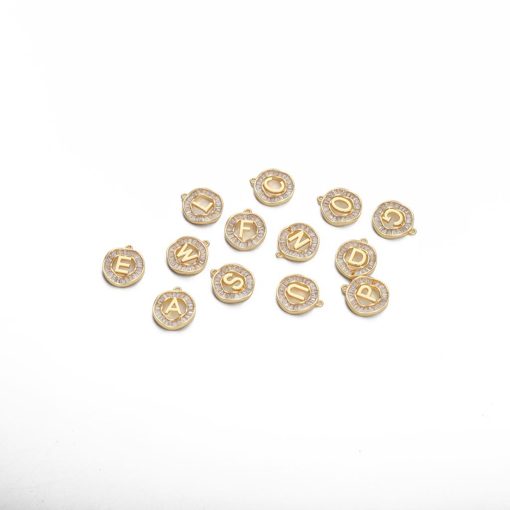 Copper Zirconium Inlaid 26 Letter Pendant For DIY Jewelry Making Craft Accessories