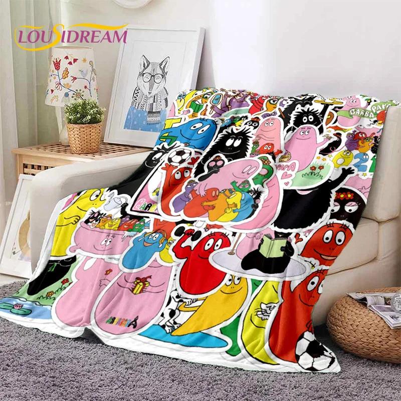 3D Cartoon Les Barbapapa Family Soft Blankets,Keep Warm Throw Blanket Comfortable Blanket for Picnic Beds Sofa Home Bedroom Kids