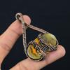 Шмель Джаспер Драгоценный камень Чистая медная проволока Обернутый дизайнерский кулон ручной работы Ювелирный подарок