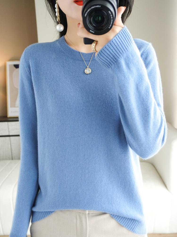 Winter Classic Style Cashmere Pullover Fashion Merino Wool Sweater Round Neck Long Sleeve Knitwear Soft Warm Basic' Clothing Top