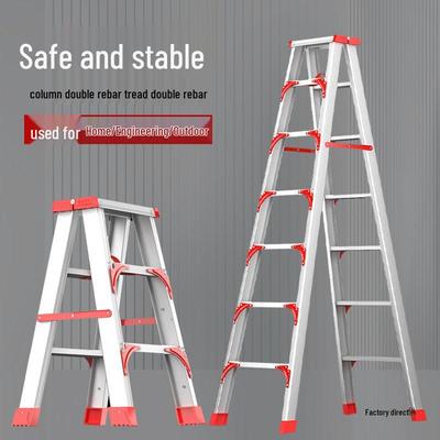 Утолщенная алюминиевая складная А-образная лестница, 2-метровая многоцелевая чердачная лестница с поручнями