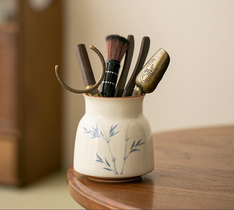 Нарисованный вручную бамбуковый чайный сервиз «Хурма» для чайной церемонии Six Gentlemen Zen Kung Fu Чайный нож Чайная игла Chaze Чайный набор инструментов Чайная утварь Посуда