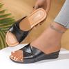 Модные летние новые корейские модные туфли-шлепанцы на танкетке с открытым носком, повседневные женские шлепанцы крутого дизайна большого размера