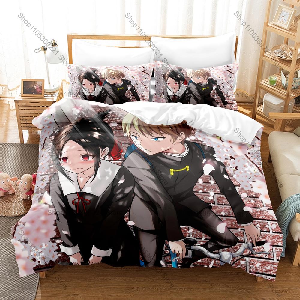 Крутой набор постельного белья из аниме Kaguya-sama Love is War 1 пододеяльник + 2 наволочки Синомия Кагуя Декор спальни студсовета